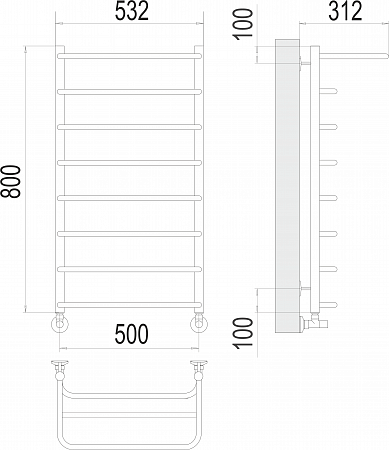 Полка П8 500х800  Полотенцесушитель  TERMINUS Тольятти - фото 3