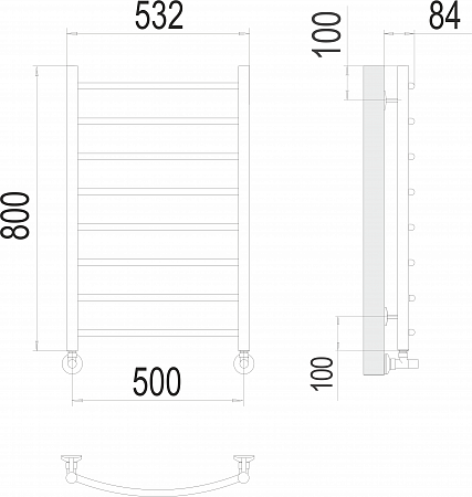 Классик П8 500х800 Полотенцесушитель  TERMINUS Тольятти - фото 3