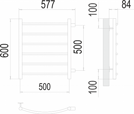 Классик П6 500х600 бп500 Полотенцесушитель  TERMINUS Тольятти - фото 3