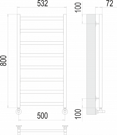 Аврора П8 500х800 Полотенцесушитель  TERMINUS Тольятти - фото 3