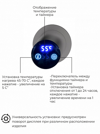 Рондо П2 350х760 электро Полотенцесушитель TERMINUS Оружейная сталь Тольятти - фото 5