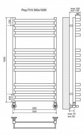 Рид П13 500х1000 Полотенцесушитель  TERMINUS Тольятти - фото 3