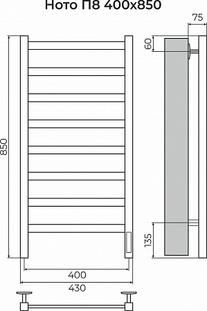 Ното П8 400х850 Электро (quick touch) Полотенцесушитель TERMINUS Тольятти - фото 3
